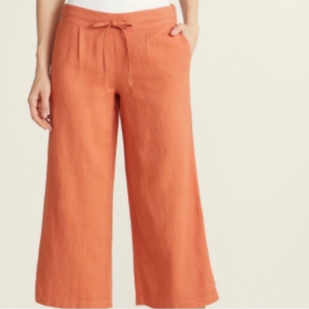 Per Se Flare Leg Linen Blend Terracotta Women’s Pants